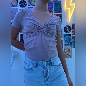 cropped purple/ pink ribbed top